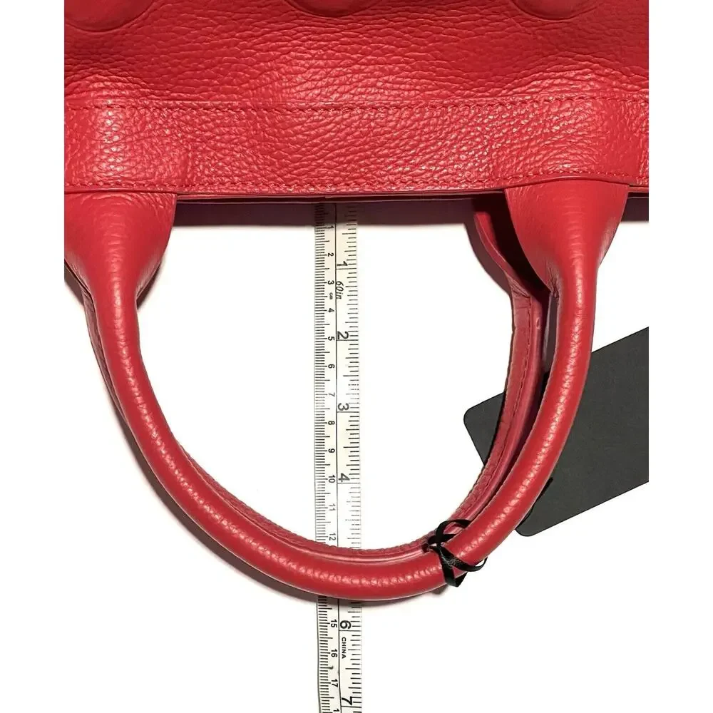 IO PELLE Italia Skull Embossed RED Leather Tote Bag XL Weekender Crossbody Strap